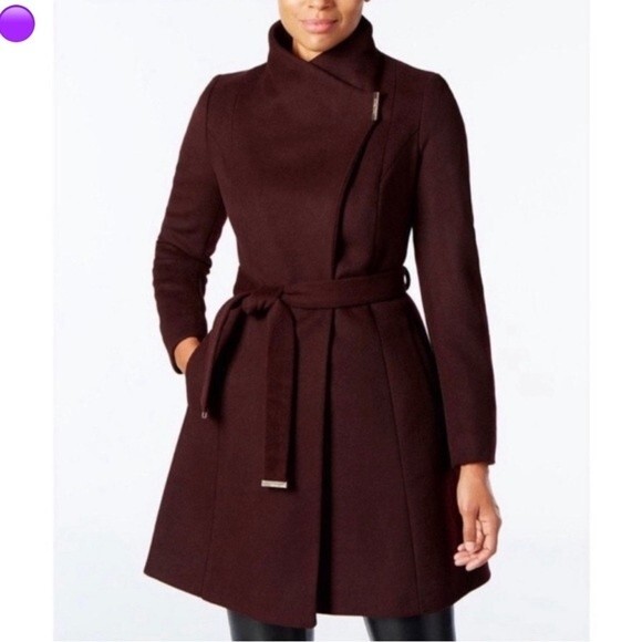 MICHAEL KORS NWT Burgundy Wool BIend Walker Coat - Picture 8 of 8